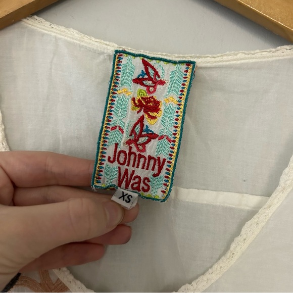Johnny Was Colorful Embroidered Flowy White Top - Picture 4 of 6